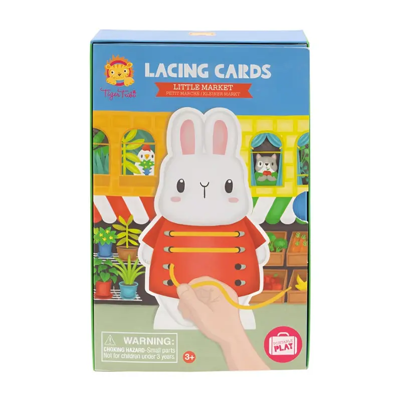 Lacing Cards Featuring Little Market Scenes For Fine Motor Practice 1