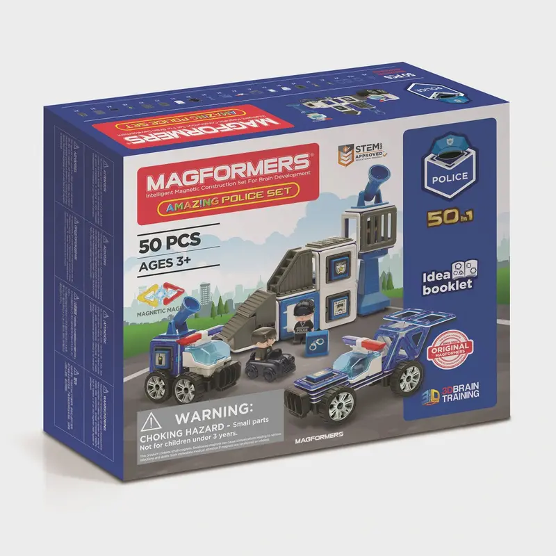 Magformers Police Force Set – 50-Piece Magnetic Construction Kit 1