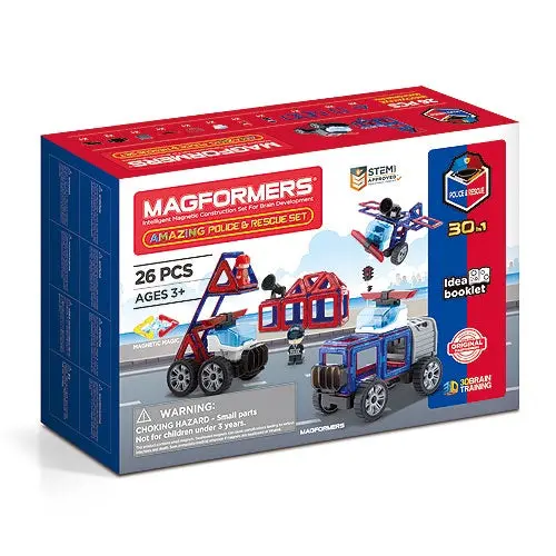 Magformers Police Rescue Set – 26-Piece Emergency Vehicle Builder 1