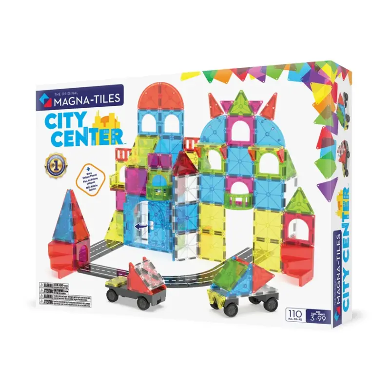 Magna-Tiles City Centre Set – 110-Piece Magnetic Building Kit 1