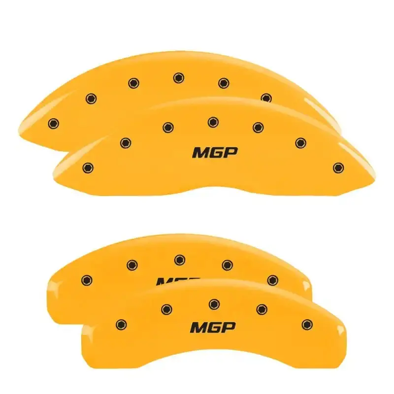 Mgp Engraved Caliper Covers – Front & Rear, Ford Oval Logo With Yellow Accent, Black Chrome Finish For 2009 Ford Edge 1