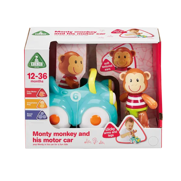 Monty Monkey With Motorized Car – Animated Storybook Toy 1