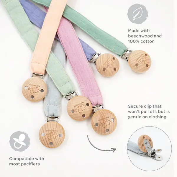 Natural Cotton Pacifier Strap – Sage Green 1