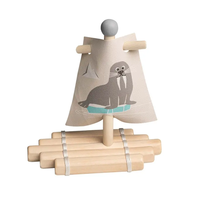Natural Wooden Toy Raft – Eco-Friendly Play Boat 1