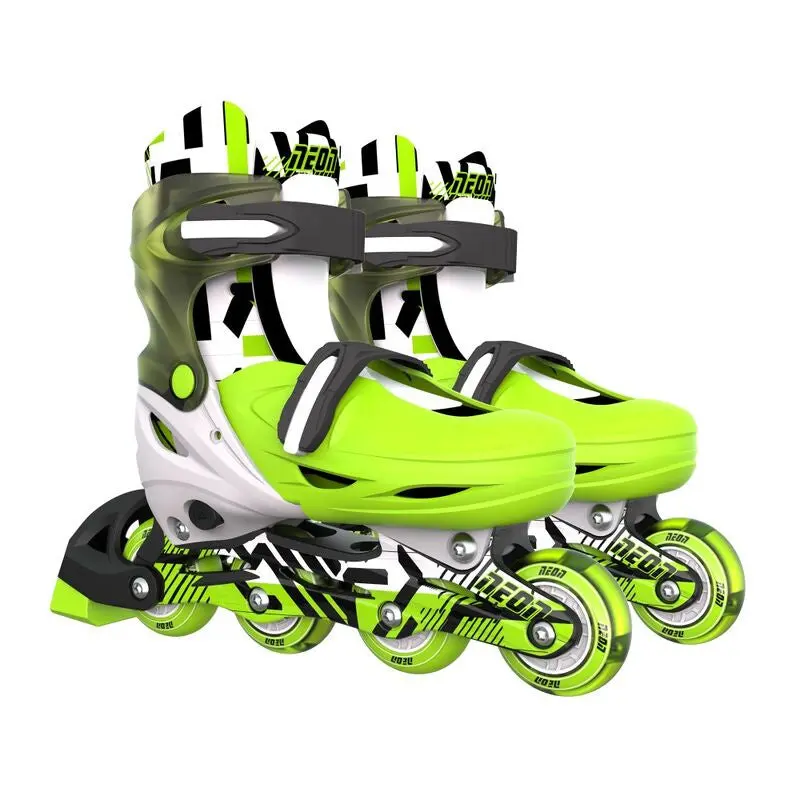 Neon Inline Skates For Kids – Green & Black (Sizes 3–6) 1