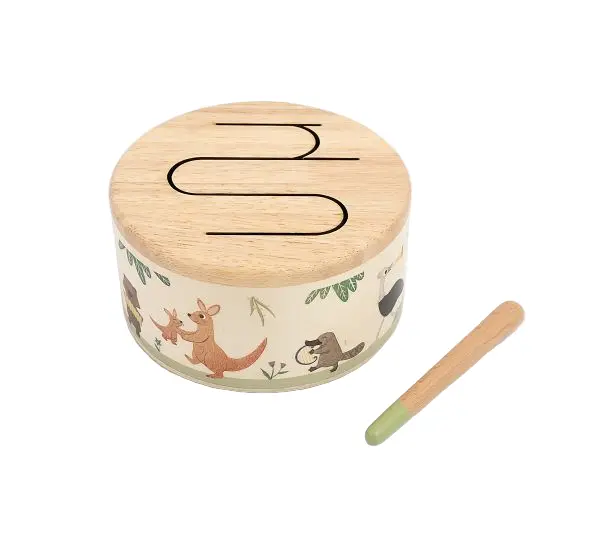 Outback Beats Wooden Drum Featuring Australian Wildlife 1