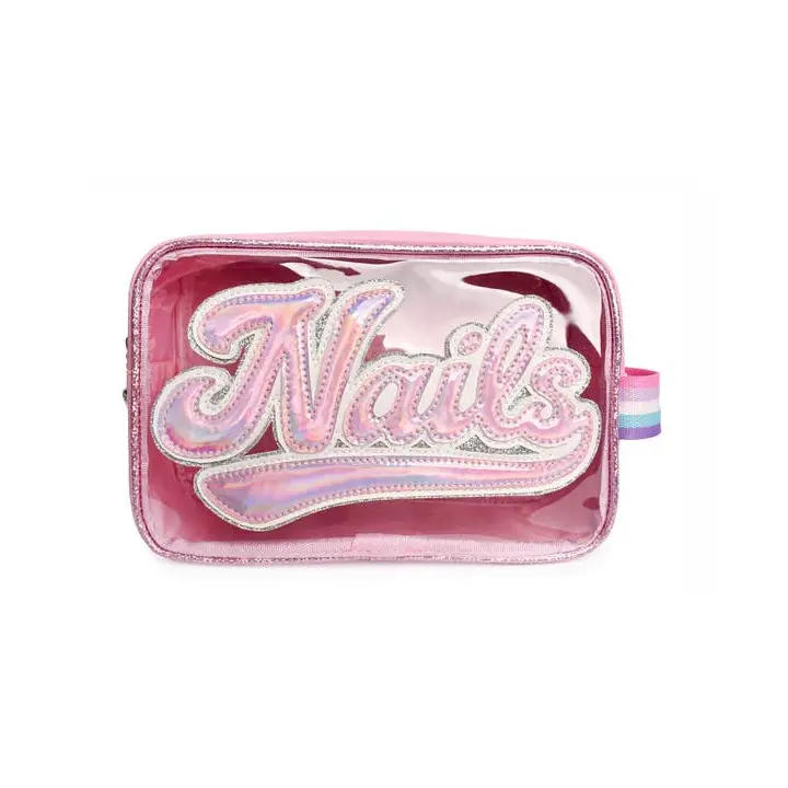 Pastel Pink Peekaboo Pouch – 'Nails' Design 1