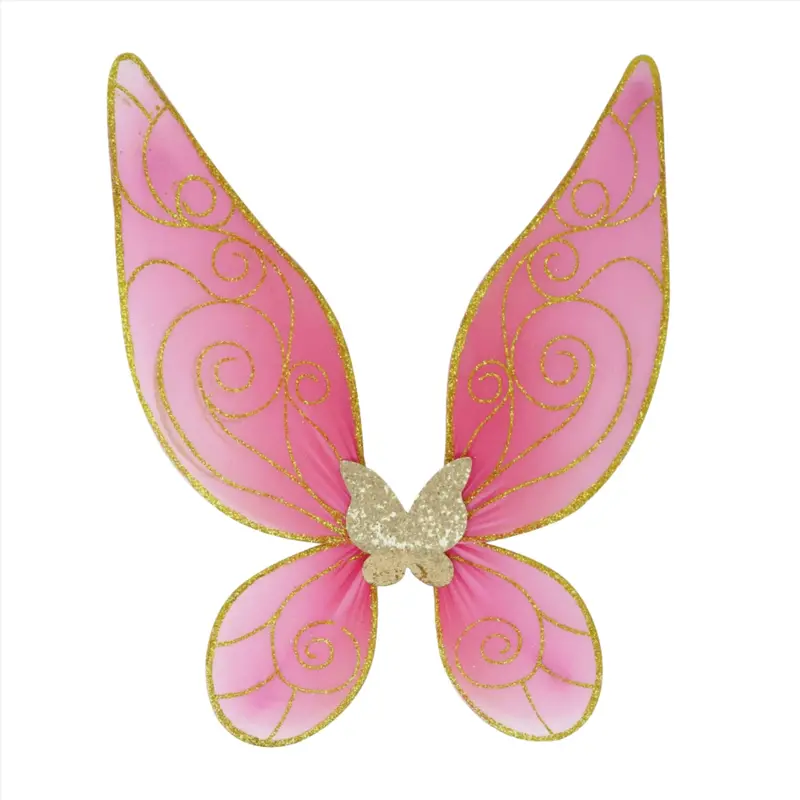 Pink And Gold Sparkling Butterfly Wire Wings 1