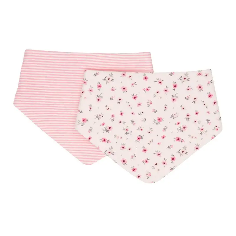 Pink Petals Bandana Bib Set – 2-Pack Infant Essentials 1