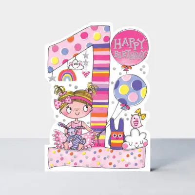 Pink Star Jumps Birthday Card – Customizable Age Design 1