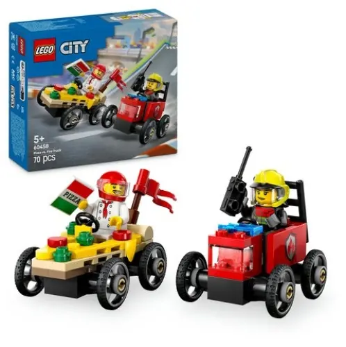 Pizza Delivery Vs Fire Truck Showdown – Lego 60458 1