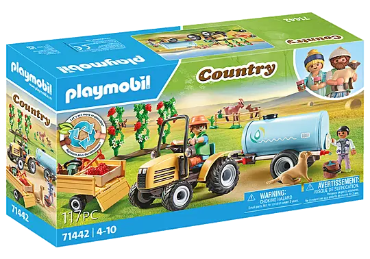 Playmobil Country Tractor With Trailer & Water Tank – Farm Playset (71442) 1