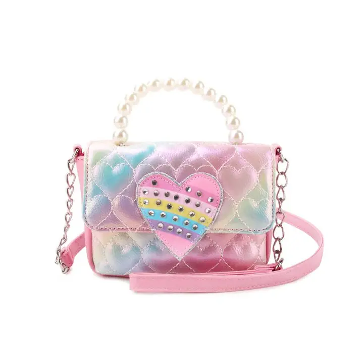 Quilted Metallic Heart Flap Crossbody Bag 1