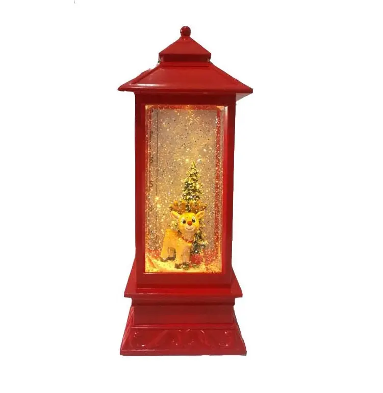 Red Christmas Lantern Featuring Rudolph The Red-Nosed Reindeer – Festive Light Display 1