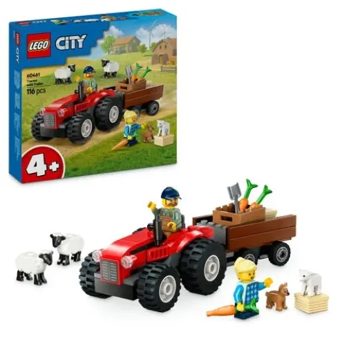 Red Farm Tractor With Trailer & Sheep – Lego 60461 1