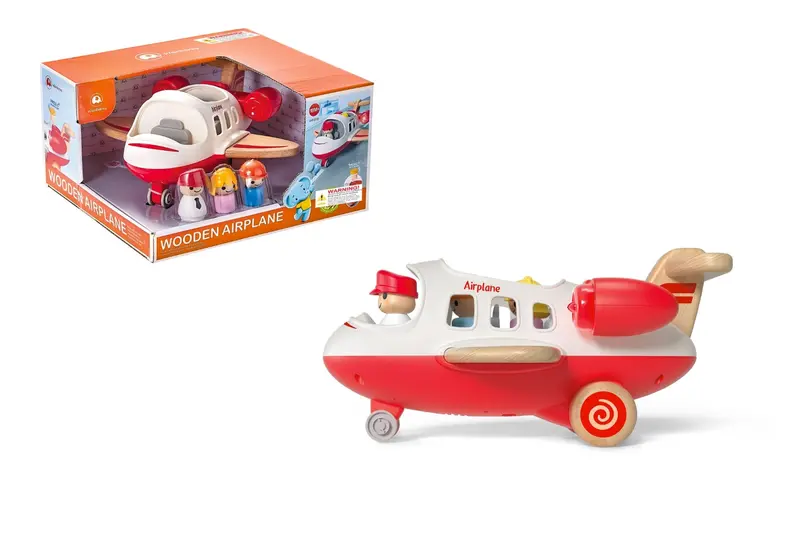 Red Light-And-Sound Wooden Airplane Toy 1