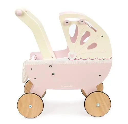 Retro-Style Wooden Doll Pram – Vintage Design 1