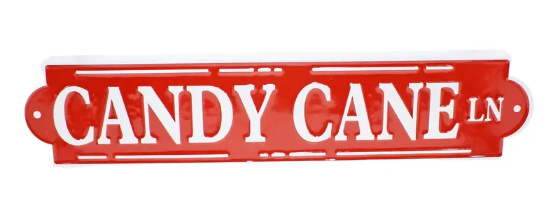 Rustic Candy Cane Lane Metal Wall Sign – Holiday Decor 1
