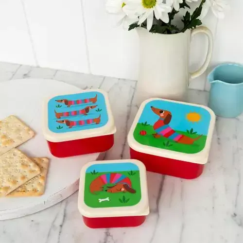 Sausage Dog Snack Containers – Fun 3-Pack Set 1