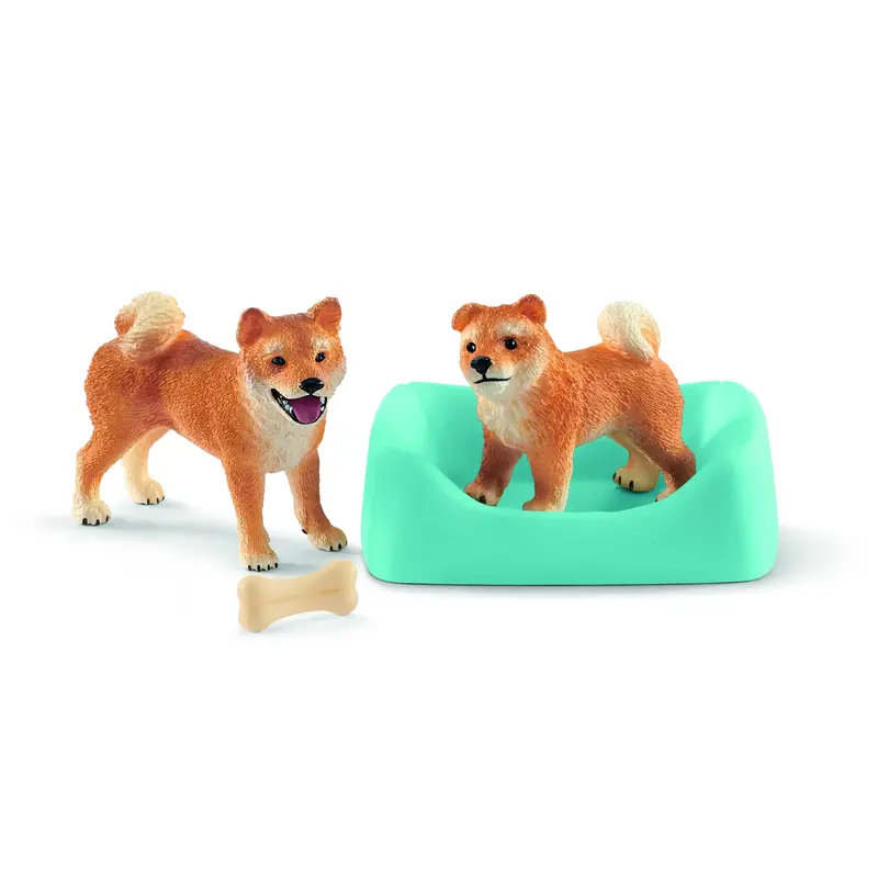 Schleich Shiba Inu Mother And Puppy Animal Figures 1