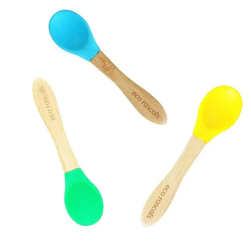 Set Of 3 Eco-Friendly Bamboo Spoons – Blue, Green & Yellow 1