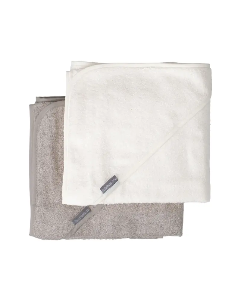 Stone Grey Hooded Towel Duo – Soft Cotton Baby Towels 1