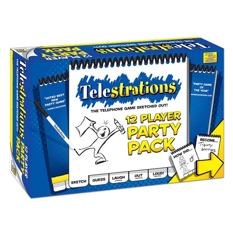 Telestrations Party Game – 12-Player Edition With Erasable Sketchpads 1
