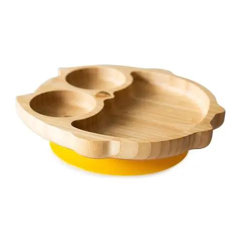 Three-Section Bamboo Owl Suction Plate For Toddlers 1
