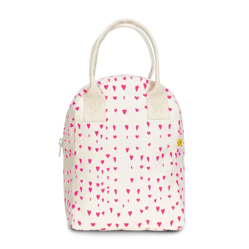 Tiny Hearts Design Zipper Lunch Bag – Cute Patterned Food Carrier 1
