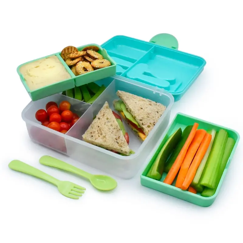 Two-Tier Bento Box With Built-In Utensils 1