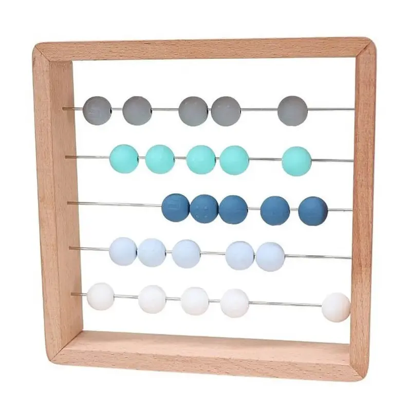 White And Navy Silicone Bead Abacus For Early Learning 1