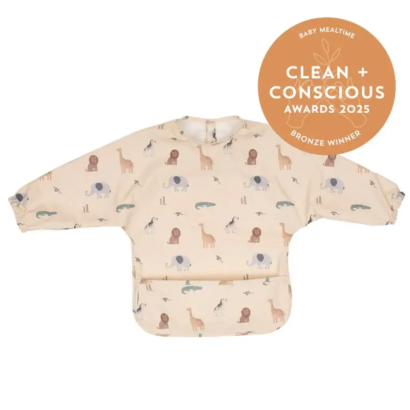 Wildlife-Themed Long-Sleeve Bib Made From Sustainable Fabric 1