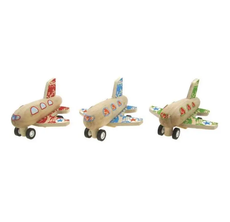 Wind-Up Wooden Airplane Toy With Pull-Back Action 1