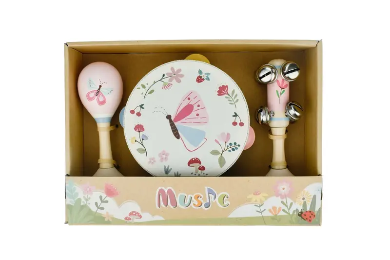 Wooden Butterfly Spring Toy Set – 3-Piece Musical Insect Collection 1