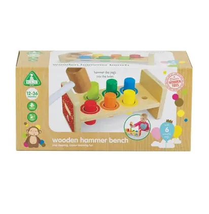 Wooden Hammer And Bench Fine Motor Skill Toy 1