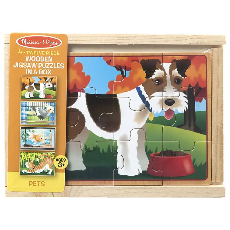 Wooden Jigsaw Puzzle Box – Pet Animals Theme 1