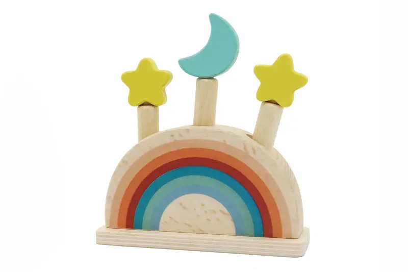Wooden Rainbow Pop-Up Toy – Interactive Toddler Activity 1