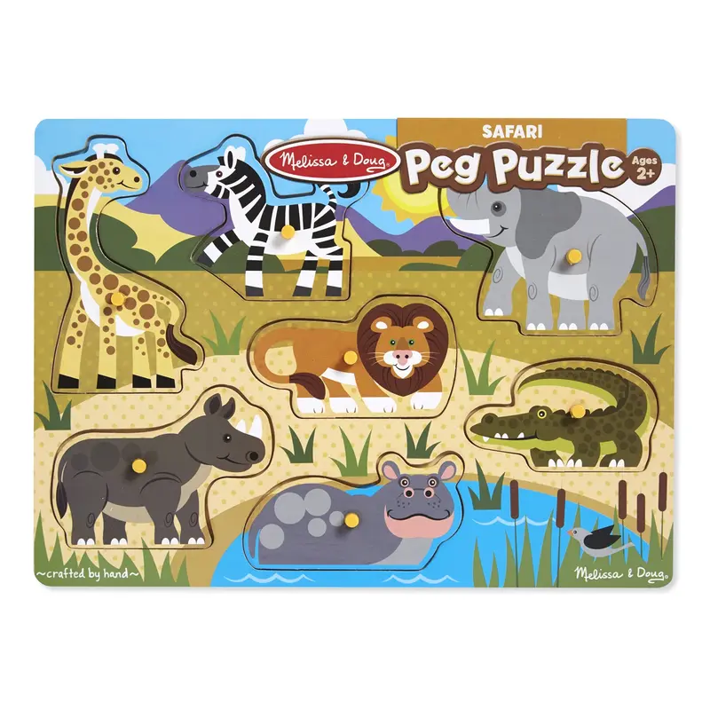 Wooden Safari Peg Puzzle – Toddler Learning Toy 1