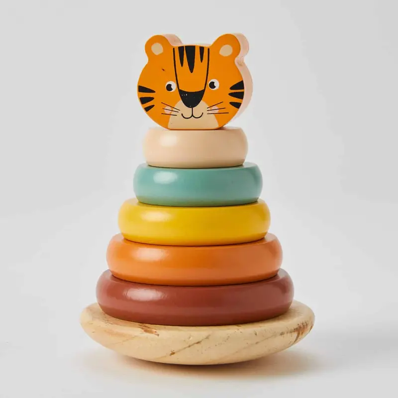 Wooden Tiger Tower Building Toy 1