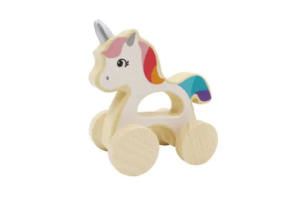 Wooden Unicorn Pull-Along Car Toy 1