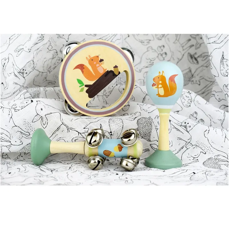 Woodland-Themed 3-Piece Wooden Musical Instrument Set 4