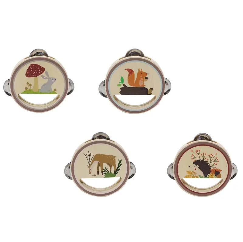 Woodland-Themed Wooden Tambourine – Calm & Breezy Series 1