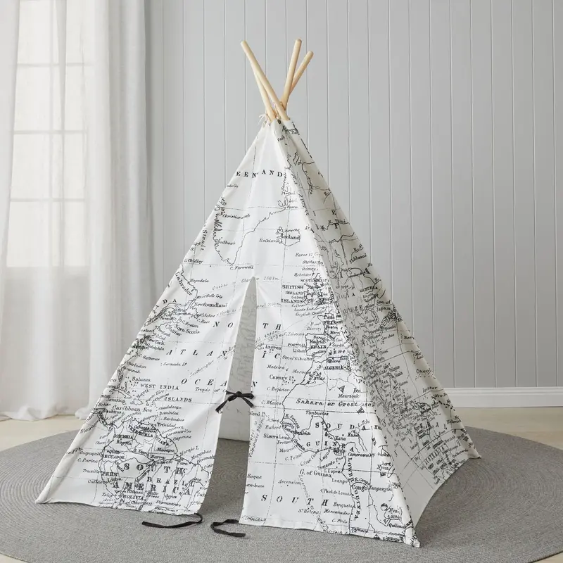World Map Teepee Tent – Portable Play Tent With Educational Design 1