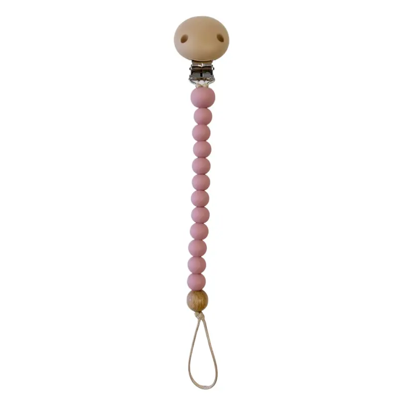 Zuri Dummy Clip – Handcrafted Silicone-And-Wood Pacifier Strap 1