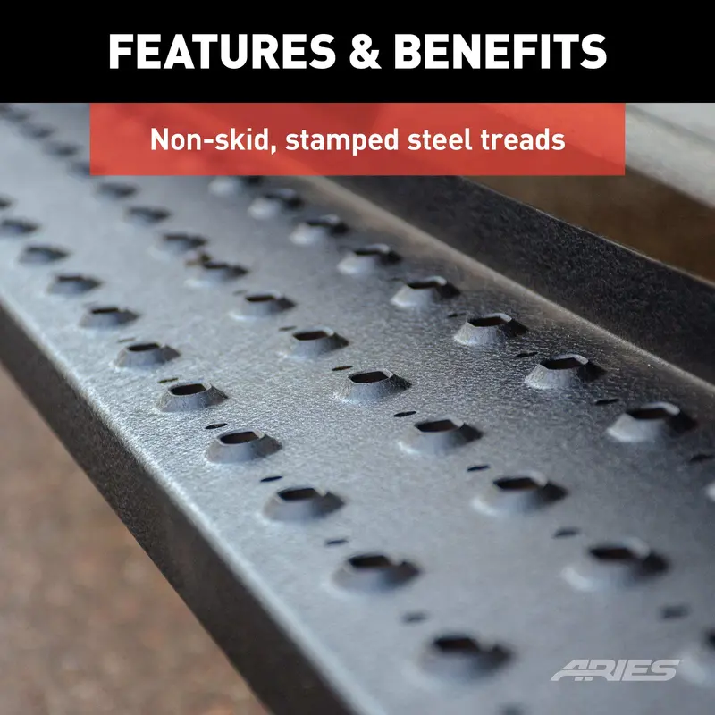 Aries Ridgestep Running Boards – 6.5" X 53" Black Steel, Custom-Fit For Select Ford F-150 Models 1