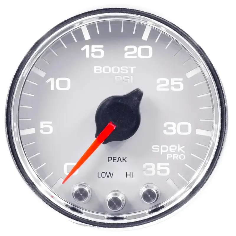 Autometer P30311 Digital Boost Gauge – 2-1/16" White-On-Chrome Face, 35 Psi Range, Stepper Motor With Peak Hold & Warning Alert 1