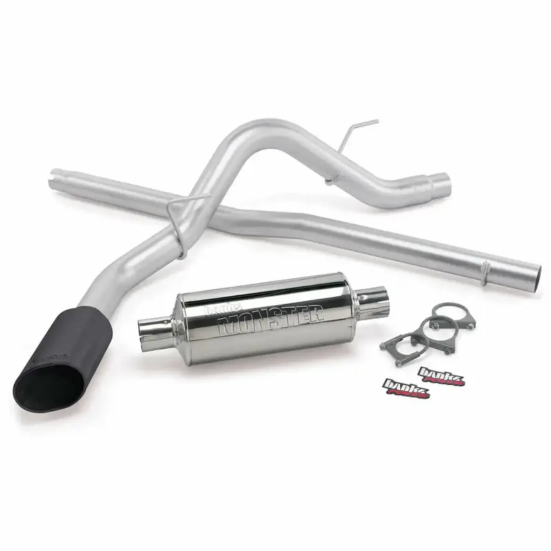 Banks Power Monster Exhaust System – 3-Inch Single Exit With Cerakote Black Tip (48740-B) 1