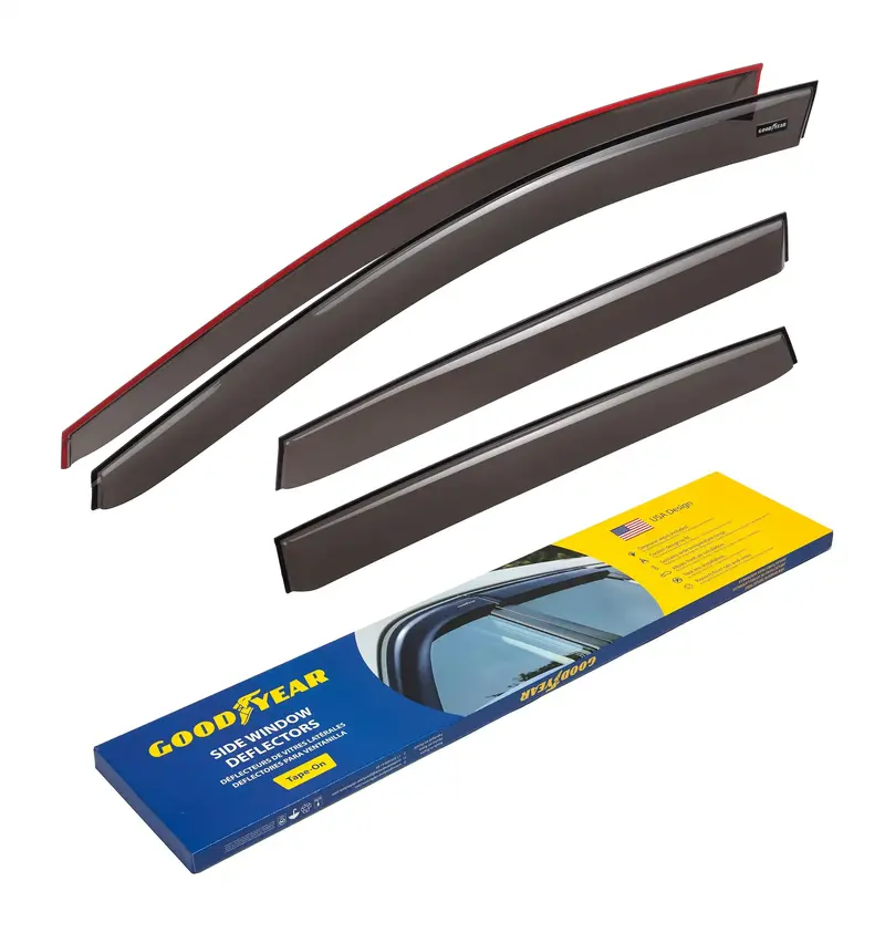 Goodyear Gy003179 Tape-On Side Window Deflectors – Wind & Rain Guards For Cars (4-Piece Set) 1