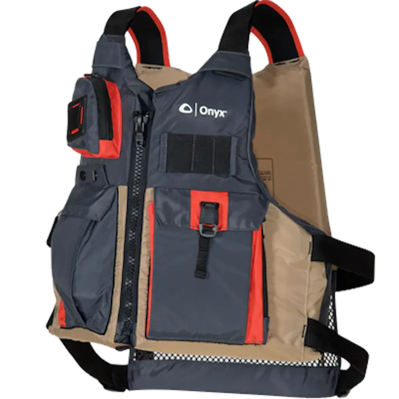 Kayak Fishing Paddle Vest – Adult Size In Tan For Hands-Free Gear Access 1