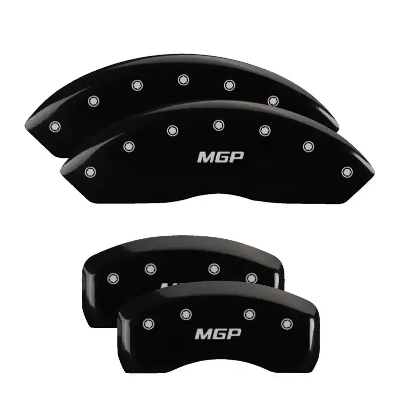 Mgp Engraved 4-Piston Caliper Covers – Front And Rear, Matte Black Finish With Silver Accent 1